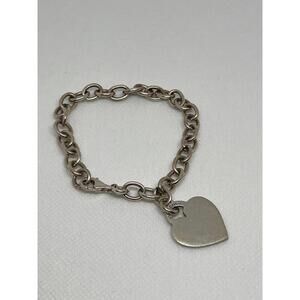 Sterling Silver Heart Tag Bracelet